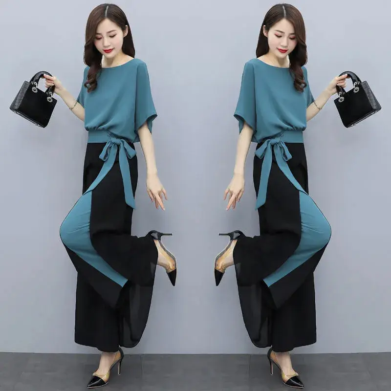 Women Wide Leg Pants Suit Yellow Bow Western 2025 - Image 4