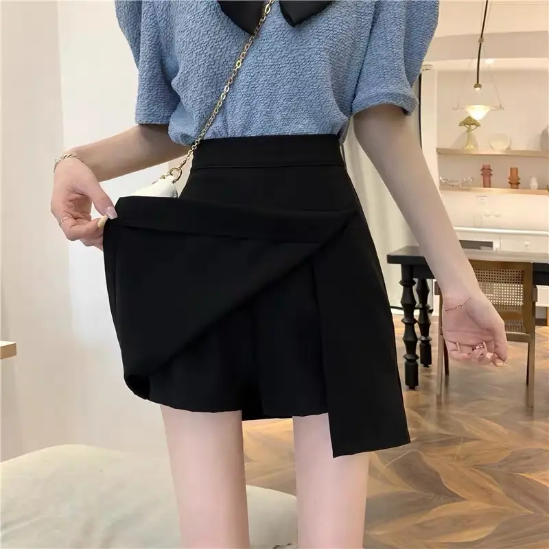 2025 Black Slit Mini Skirt High Waist Women - Image 3