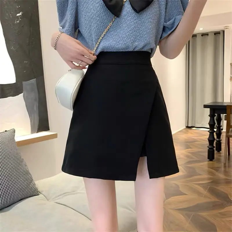 2025 Black Slit Mini Skirt High Waist Women - Image 4