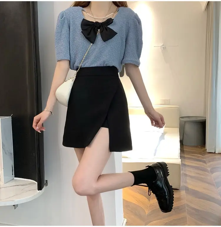 2025 Black Slit Mini Skirt High Waist Women — feature 11