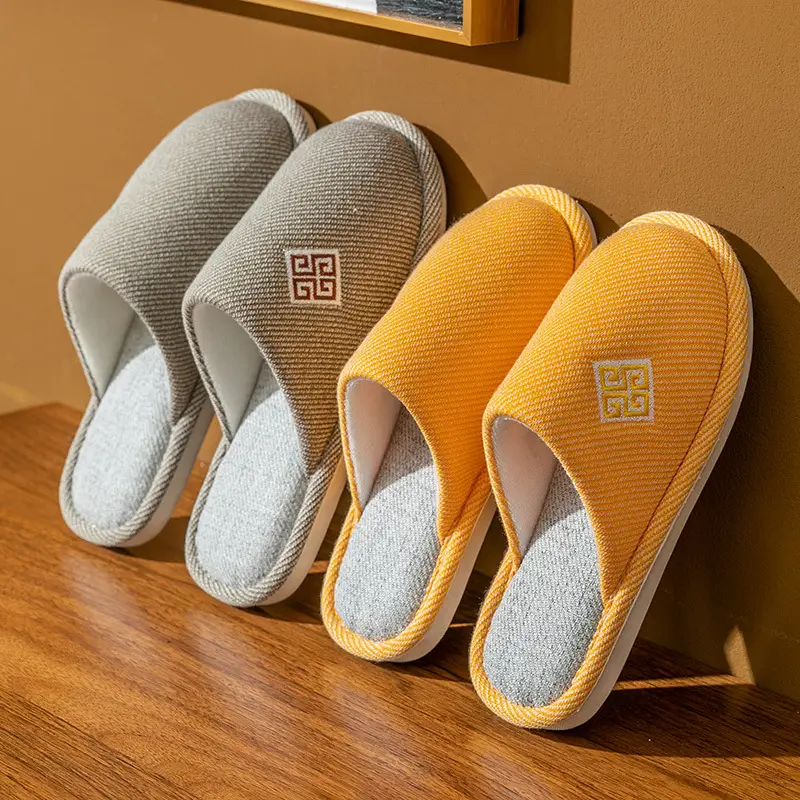 New Cotton Slippers for Women with Baotou Winter Non-Slip Soft Bottom Indoor Autumn and Winter Warm Couple Silent Cotton Slippers for Men