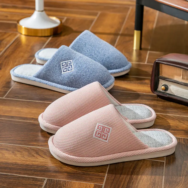 New Cotton Slippers for Women with Baotou Winter Non-Slip Soft Bottom Indoor Autumn and Winter Warm Couple Silent Cotton Slippers for Men