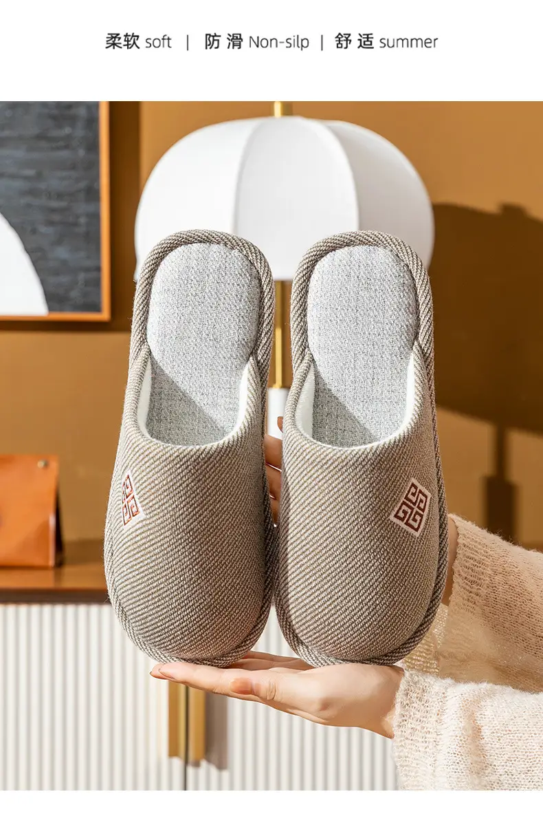 New Cotton Slippers for Women with Baotou Winter Non-Slip Soft Bottom Indoor Autumn and Winter Warm Couple Silent Cotton Slippers for Men — feature 17