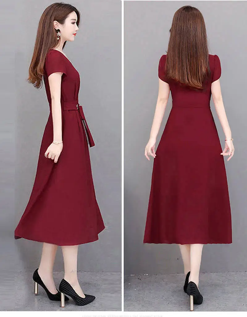 Black Long Sleeve Belted Dress for Women Large Size — feature 9