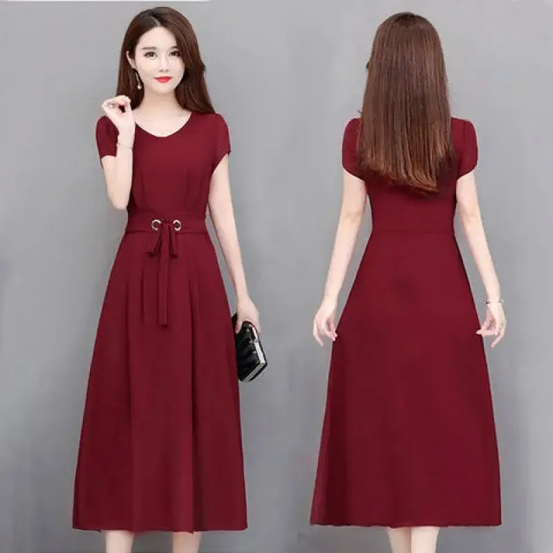 Black Long Sleeve Belted Dress for Women Large Size