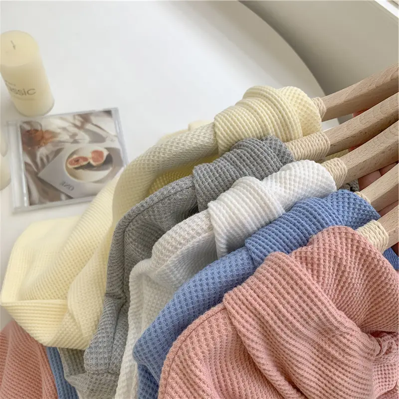 Women Waffle Zipper Hoodie Grey 2022 - Image 9