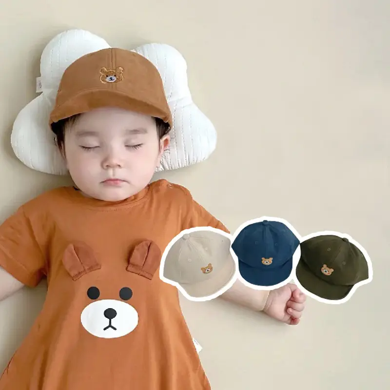 One Pan Baby Hats Autumn New Cute Bear Cartoon Boys Girls Baseball Cap - Image 7