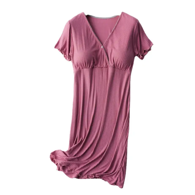 Pregnant Women's Summer 2022 New Pregnant Women's Dress Loose V-neck Short Sleeve Mid-length Dress