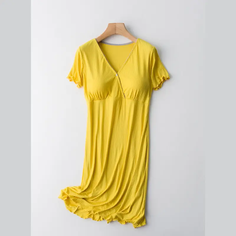 Pregnant Women's Summer 2022 New Pregnant Women's Dress Loose V-neck Short Sleeve Mid-length Dress