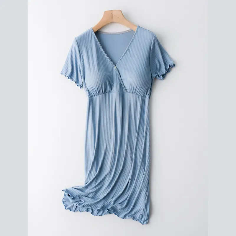 Pregnant Women's Summer 2022 New Pregnant Women's Dress Loose V-neck Short Sleeve Mid-length Dress