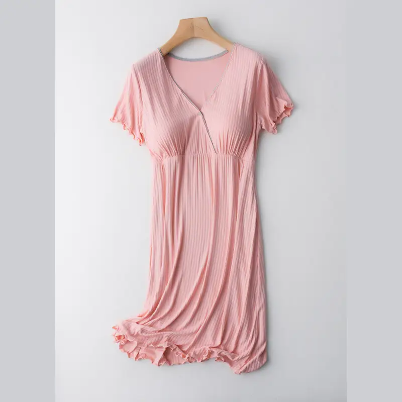 Pregnant Women's Summer 2022 New Pregnant Women's Dress Loose V-neck Short Sleeve Mid-length Dress