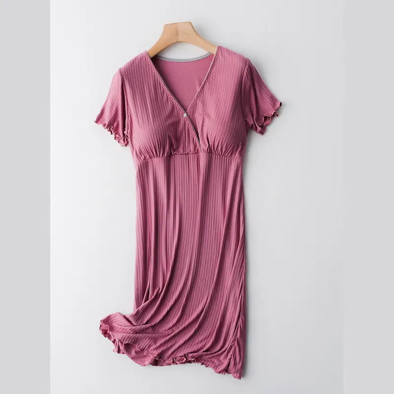 Pregnant Women's Summer 2022 New Pregnant Women's Dress Loose V-neck Short Sleeve Mid-length Dress