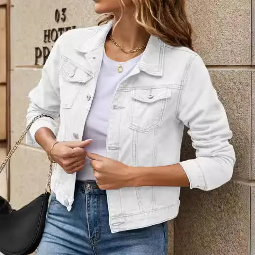 Black Slim Fit Denim Jacket with Long Sleeves - Image 11
