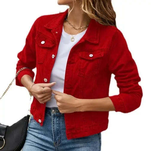 Black Slim Fit Denim Jacket with Long Sleeves - Image 12