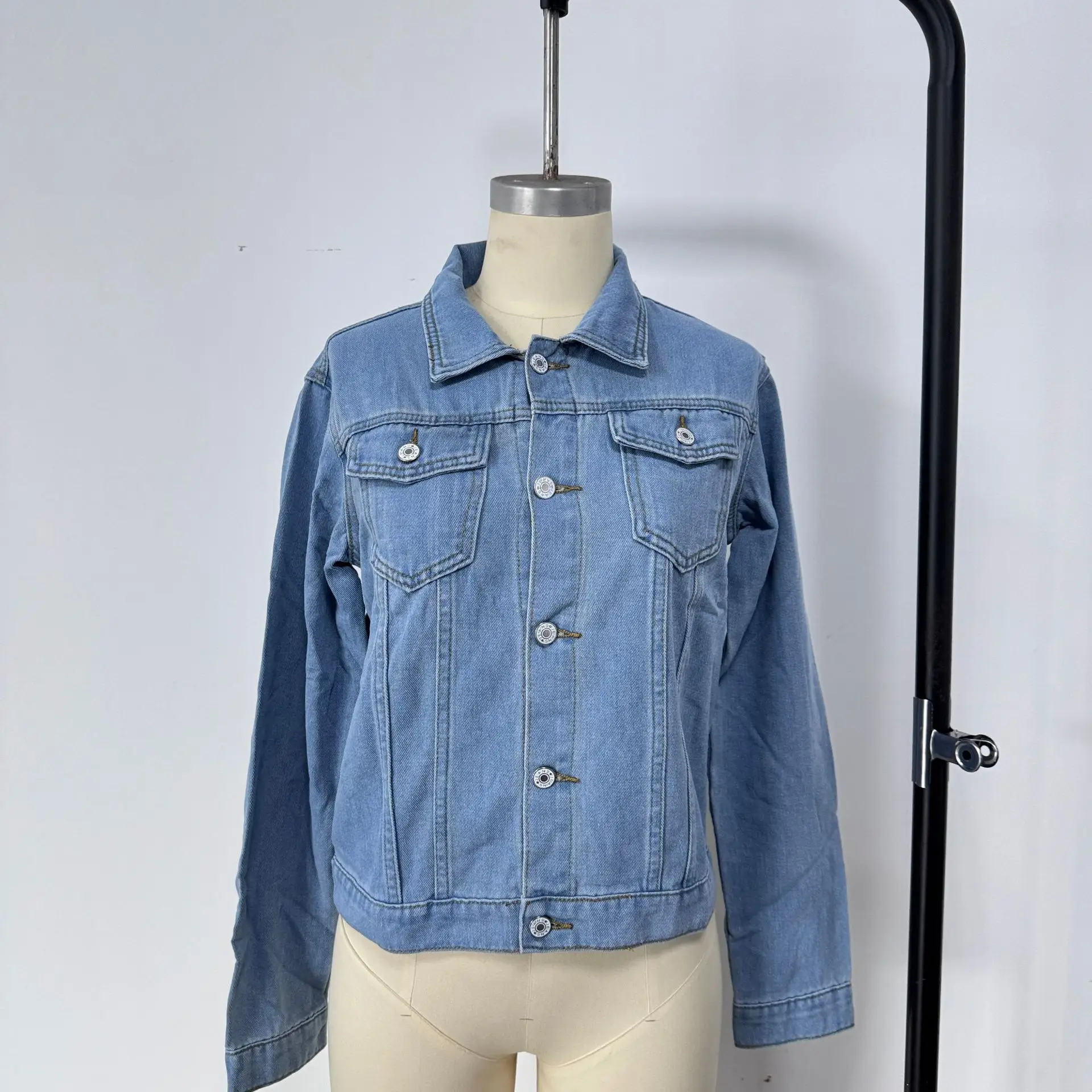 Black Slim Fit Denim Jacket with Long Sleeves — feature 4
