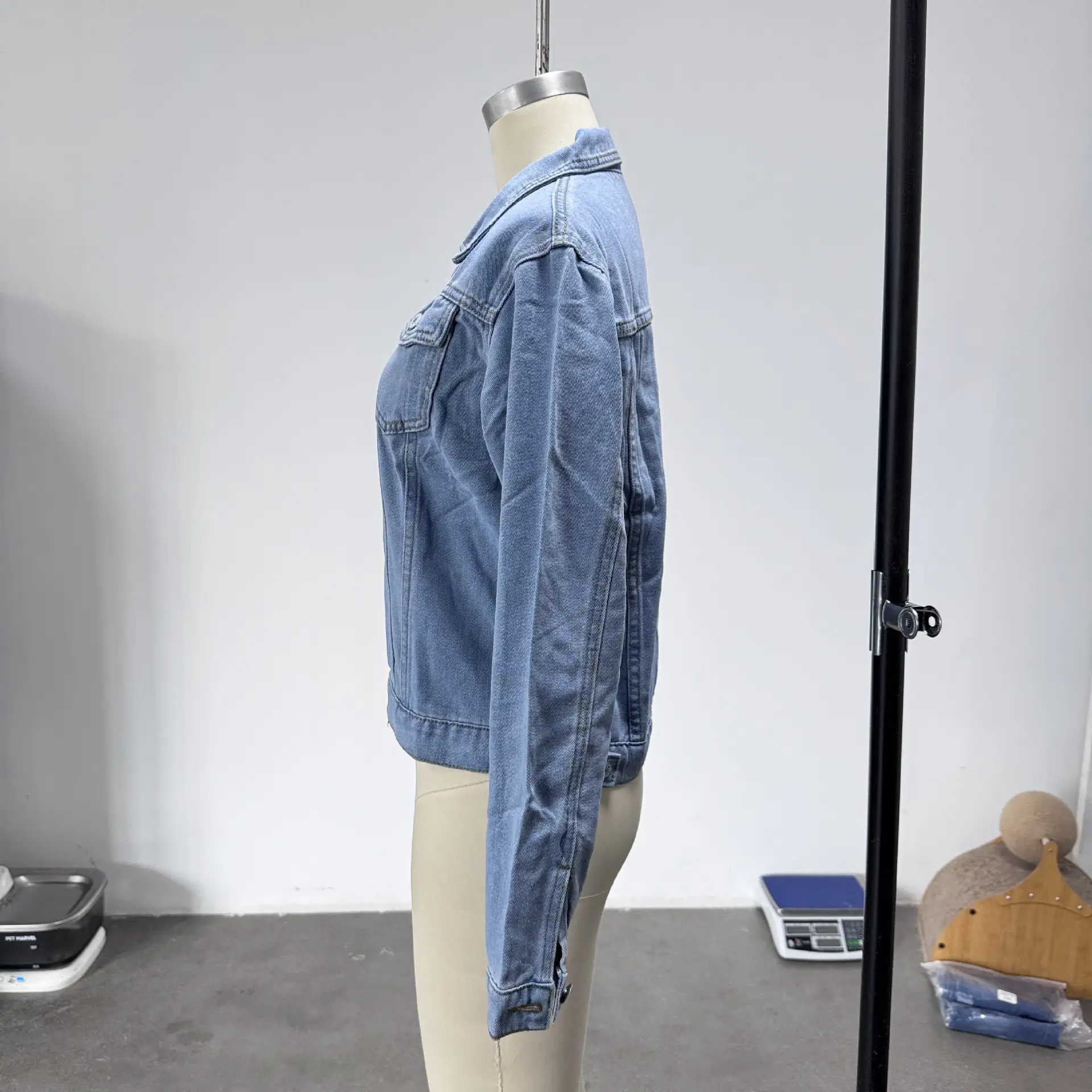 Black Slim Fit Denim Jacket with Long Sleeves — feature 5