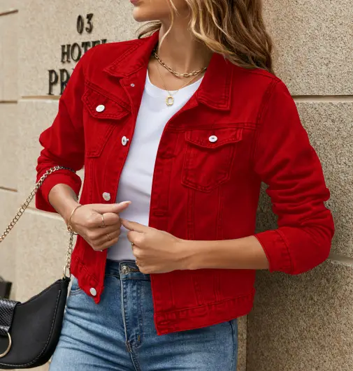 Black Slim Fit Denim Jacket with Long Sleeves - Image 4