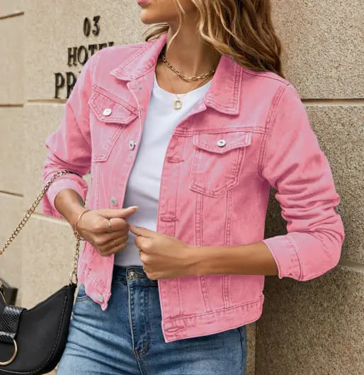 Black Slim Fit Denim Jacket with Long Sleeves - Image 5