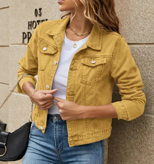 Black Slim Fit Denim Jacket with Long Sleeves - Image 6