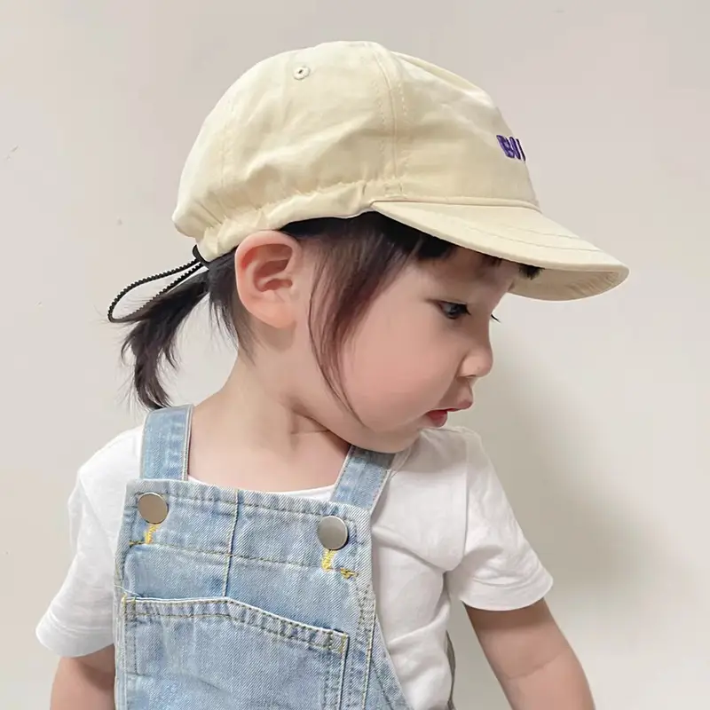 Blue Sunscreen Cap for Boys Girls Adjustable Embroidery - Image 6