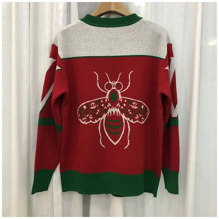 Women V-neck Knitted Cardigan Green Red 2023 — feature 13