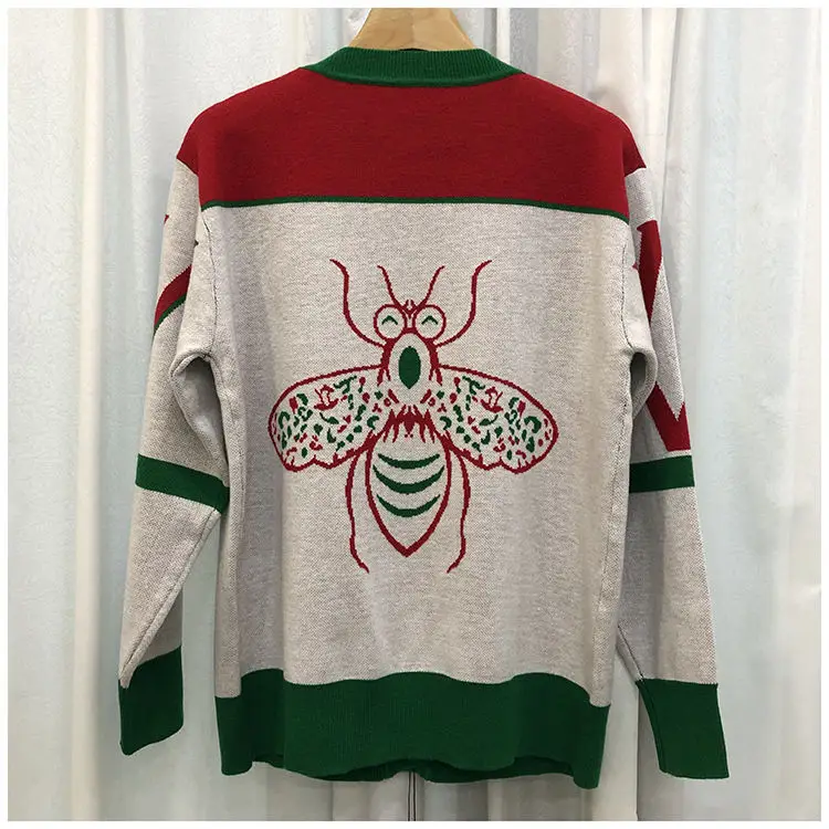 Women V-neck Knitted Cardigan Green Red 2023 — feature 8