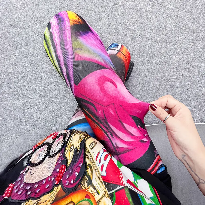 African Print Elastic High Waist Skinny Pants