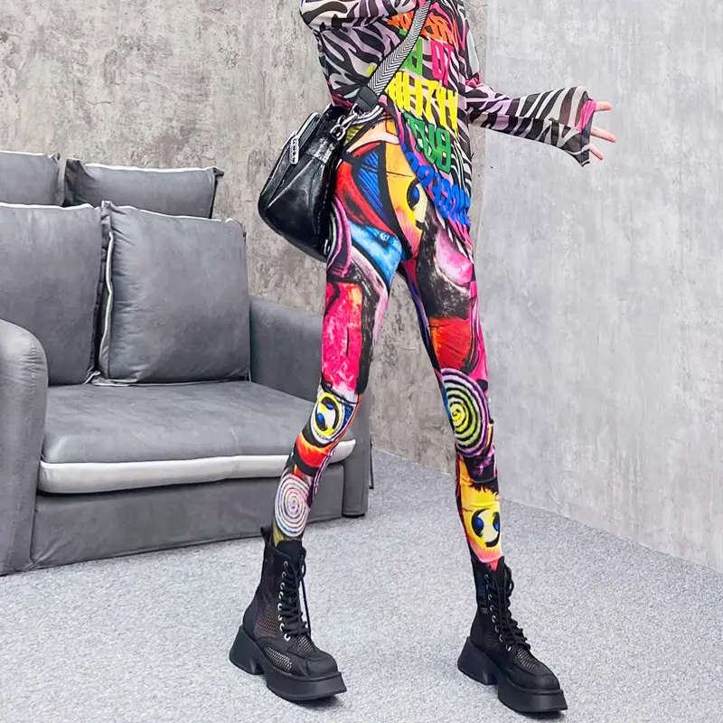 African Print Elastic High Waist Skinny Pants