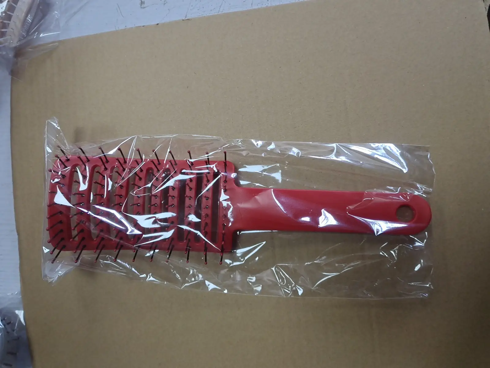 Red Curved Hair Brush for Straightening & Frizz Control - Image 2