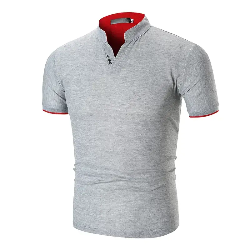 Men Green Cuff Striped Polo Shirt with Stand Collar — feature 11