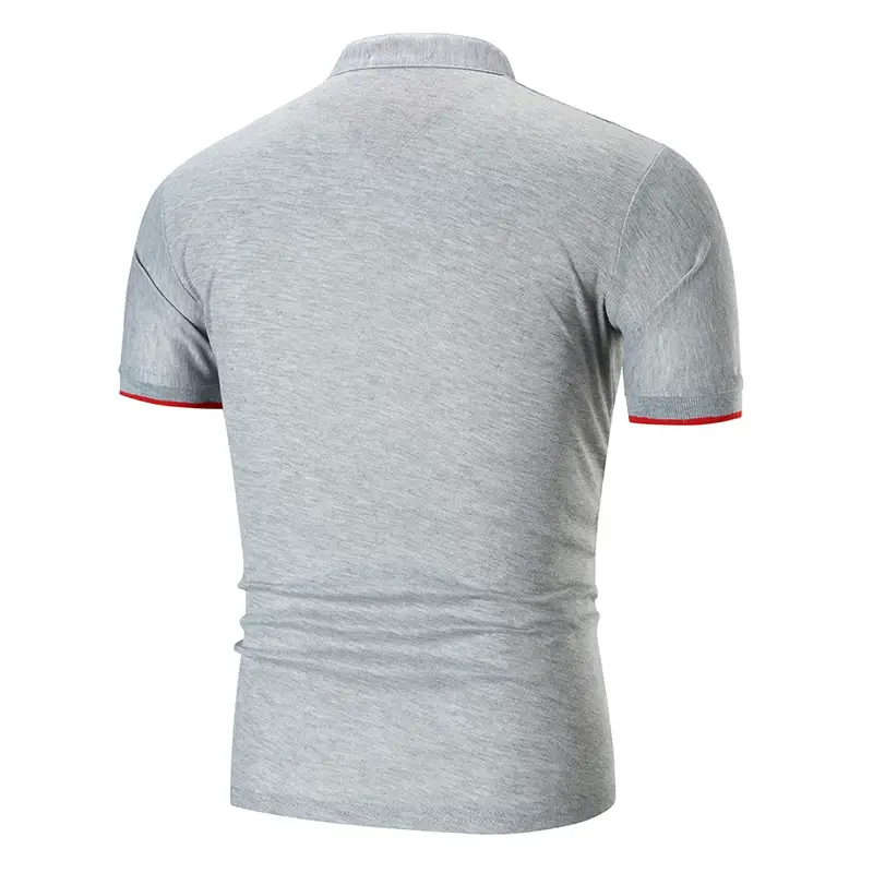 Men Green Cuff Striped Polo Shirt with Stand Collar — feature 12