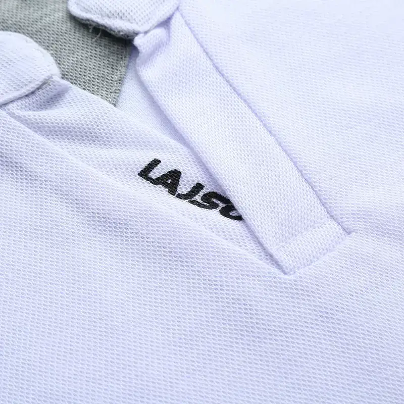 Men Green Cuff Striped Polo Shirt with Stand Collar — feature 34
