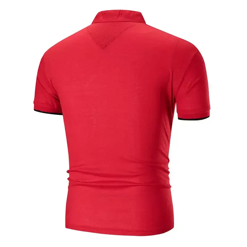 Men Green Cuff Striped Polo Shirt with Stand Collar — feature 8