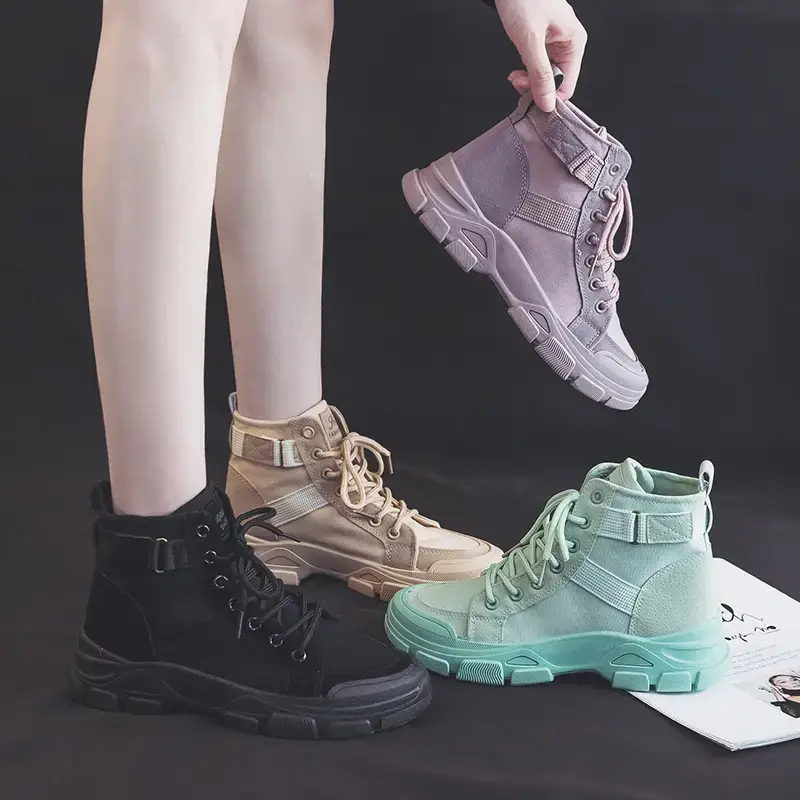 Autumn and Winter Korean Style Boots Short Boots for Women, Versatile Classic Knight Boots, Motorcycle Canvas Shoes, Hiking Boots Yz-D01 - Image 2