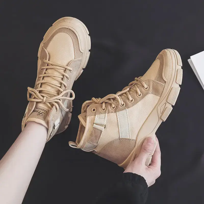 Autumn and Winter Korean Style Boots Short Boots for Women, Versatile Classic Knight Boots, Motorcycle Canvas Shoes, Hiking Boots Yz-D01 - Image 3
