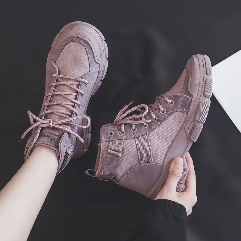 Autumn and Winter Korean Style Boots Short Boots for Women, Versatile Classic Knight Boots, Motorcycle Canvas Shoes, Hiking Boots Yz-D01 - Image 4