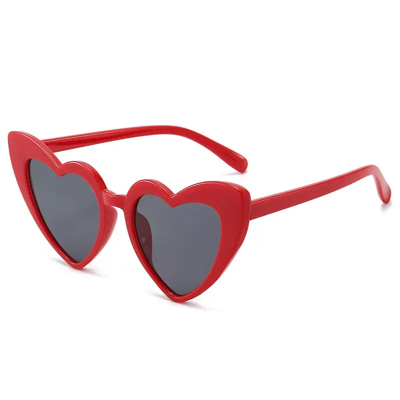 Red Heart Shape Sunglasses with Metal Hinge