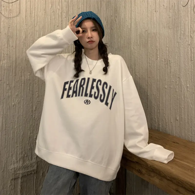 Korean Style Black Fennless Sweatshirt Women Loose Fit — feature 15