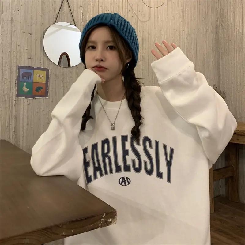 Korean Style Black Fennless Sweatshirt Women Loose Fit — feature 16