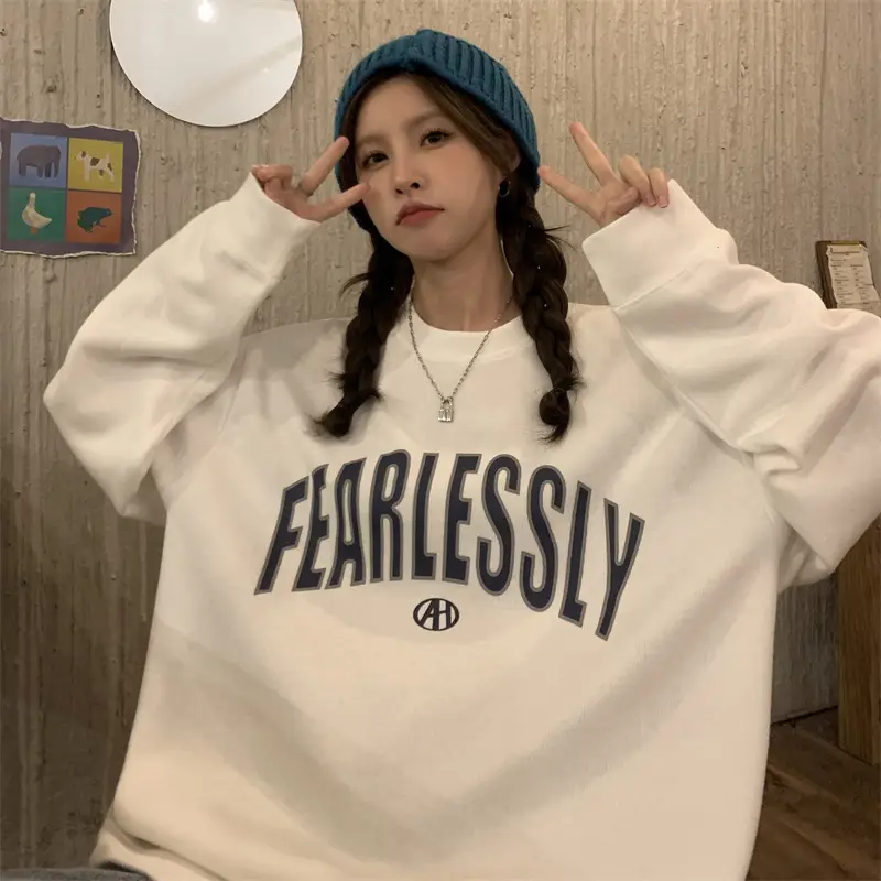 Korean Style Black Fennless Sweatshirt Women Loose Fit — feature 17