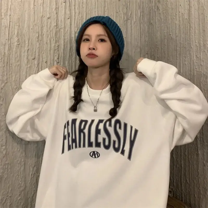 Korean Style Black Fennless Sweatshirt Women Loose Fit - Image 3