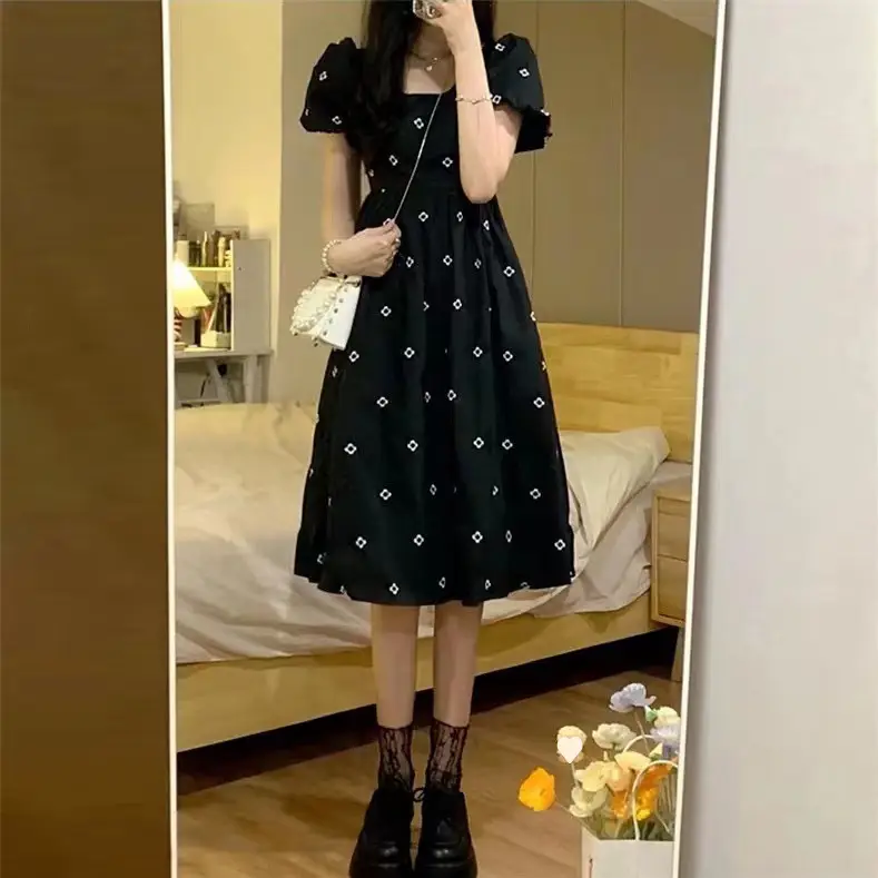 Black Floral Long Skirt Dress for Women Summer — feature 2
