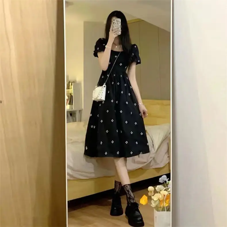 Black Floral Long Skirt Dress for Women Summer — feature 3