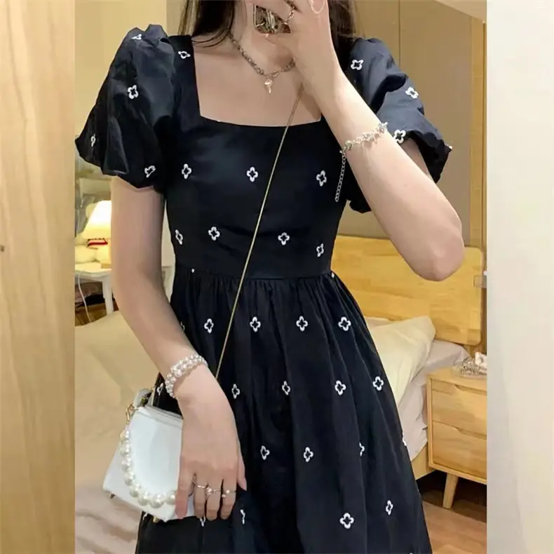 Black Floral Long Skirt Dress for Women Summer — feature 4