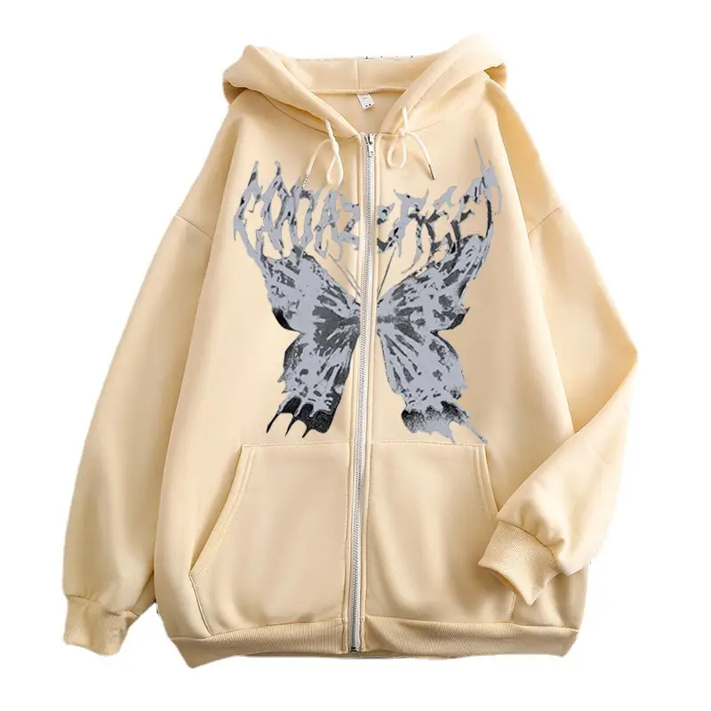 2022 Gray Retro Butterfly Hoodie for Men Women - Image 37