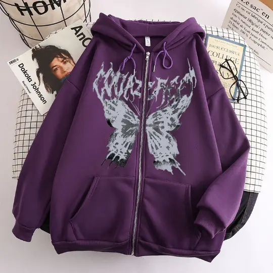 2022 Gray Retro Butterfly Hoodie for Men Women - Image 31