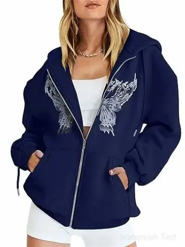 2022 Gray Retro Butterfly Hoodie for Men Women - Image 32