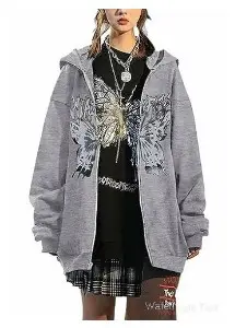 2022 Gray Retro Butterfly Hoodie for Men Women - Image 35