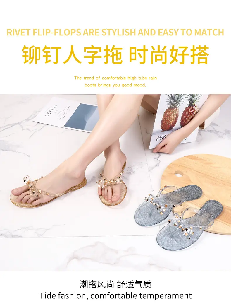 Black Rivet Bow Flip Flops for Women Summer — feature 14