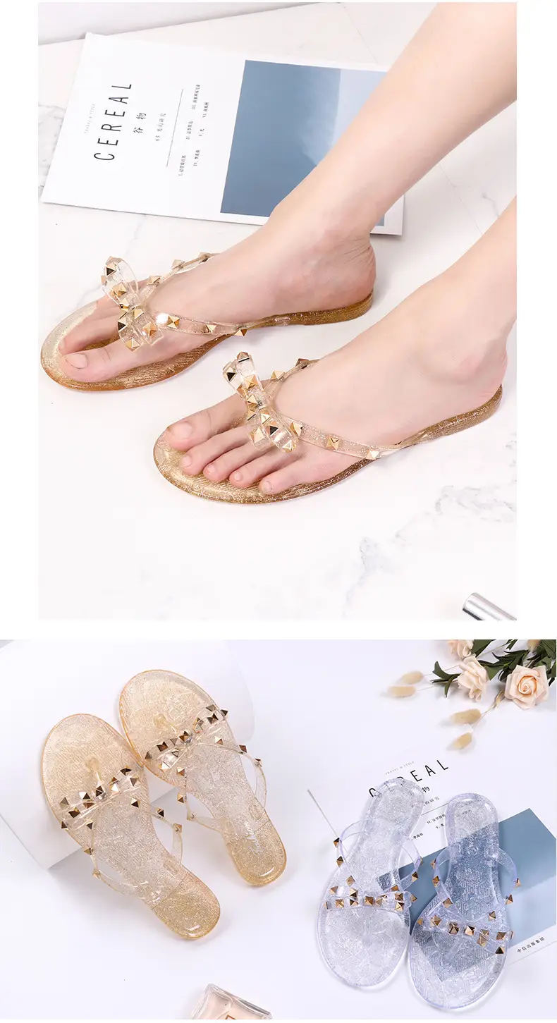 Black Rivet Bow Flip Flops for Women Summer — feature 17